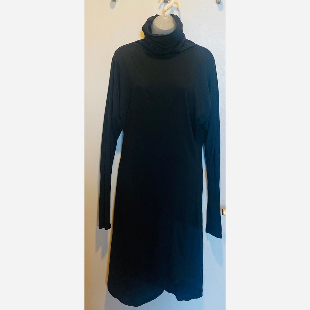 Herff Christiansen Size S Dress Tunic black perfect Cut Cowl Neck Pima Cotton